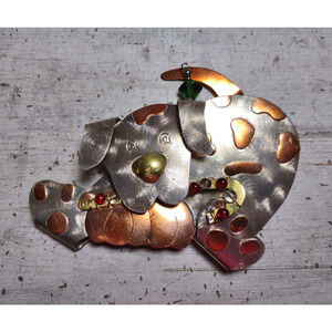 Pilgrim Imports Fair Trade Copper Silver Tone Beaded Dog Candy Cane Ornament